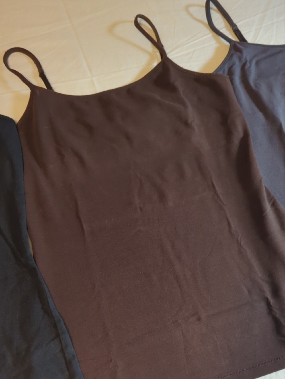 3 Pk: Express Sexy Basic Bra Camis - Black, Dark Brown, Charcoal - Picture 3 of 9